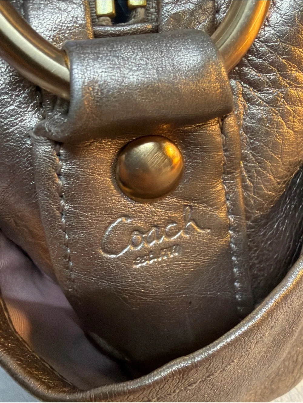 Coach #13465 Metallic Bronze Leather Shoulder Bag - Women
